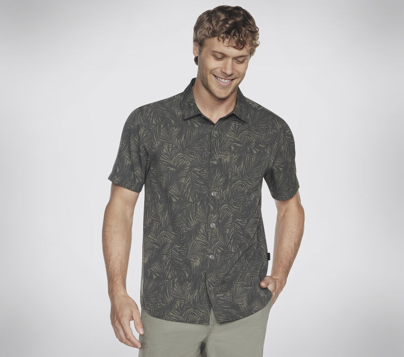 The GO WALK Air Printed Short Sleeve Shirt, ARGENT / MULTI, largeimage number 0