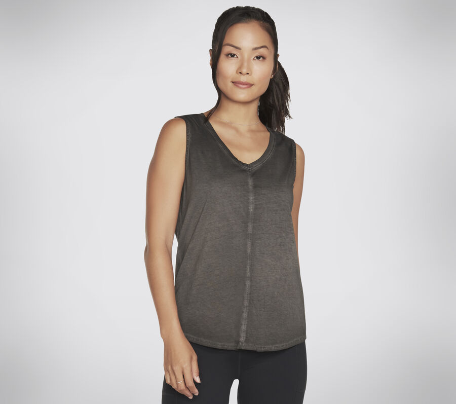 Skechers Diamond Wash Hatha V-neck Tank, ZWART, largeimage number 0